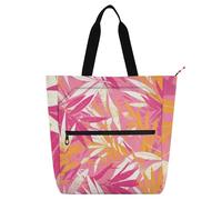 Borsa a tracolla per libri con foglie dorate color pesca, per bambini, ragazzi e ragazze, borsa a tracolla con cerniera per scuola, lavoro, viaggi, forniture scolastiche arcobaleno