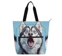 Borsa a tracolla per libri e libri di paura dei cani siberiani con divertente motivo cartone animato, per ragazzi, ragazze, donne, grande, per biblioteca, libri, borsa a tracolla con tasche, per