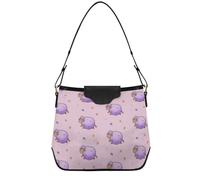 Borsa a tracolla per madre di medie dimensioni con cerniera superiore, borsa a tracolla da donna in pelle PU casual, borsa a tracolla per le vacanze, borsa tote carina viola pecora rosa