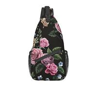 Borsa a tracolla per pizza nera Blackgound Rose Chef, borsa a tracolla per uomo e donna, utilizzata per il tempo libero e i viaggi