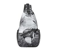Borsa a tracolla per sci invernale con mucca animale divertente Borsa a tracolla per petto da uomo, leggera, per escursioni e viaggi