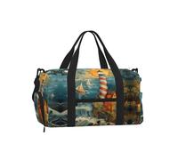 Borsa a tracolla per sport, borsa da viaggio con stampa dell'isola di Cuba, perfetta per palestra, campeggio, viaggi di lavoro, Il faro di mare, One Size