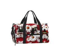 Borsa a tracolla per sport, borsa da viaggio con stampa dell'isola di Cuba, perfetta per palestra, campeggio, viaggi di lavoro, Fiore Rosso e Margherita Bianca, One Size
