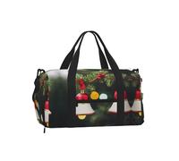 Borsa a tracolla per sport, borsa da viaggio con stampa di Babbo Natale, perfetta per palestra, campeggio, viaggi di lavoro, Albero di Natale e Campana, One Size