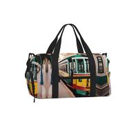 Borsa a tracolla per sport, borsa da viaggio con stampa di simboli matematici, perfetta per palestra, campeggio, viaggi di lavoro, Tram di Lisbona, One Size