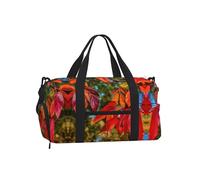 Borsa a tracolla per sport, borsa da viaggio con stampa di simboli matematici, perfetta per palestra, campeggio, viaggi di lavoro, Autunno Foglie Rosse e Frutta, One Size