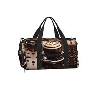Borsa a tracolla per sport, borsa da viaggio con stampa orologio da viaggio, perfetta per palestra, campeggio, viaggi di lavoro, Caffè caldo con chicco di caffè, One Size