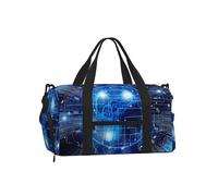 Borsa a tracolla per sport, con stampa kickboxing, grande, riutilizzabile, da viaggio, per le vacanze, Intelligenza Artificiale Cervello, One Size