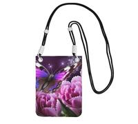 Borsa a tracolla per telefono a tracolla con fiore viola per donne e uomini, mini borsa a tracolla impermeabile per cellulare, piccola borsa a tracolla con cinturino regolabile, custodia da viaggio