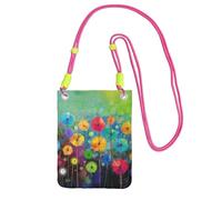 Borsa a tracolla per telefono a tracolla con stampa di fiori colorati in stile astratto per donne e uomini, borsa per telefono con cinturino regolabile, per lo shopping di, Fucsia, Taglia unica