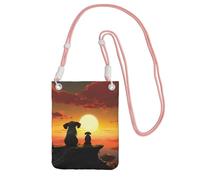 Borsa a tracolla per telefono cellulare con elefante e cane orologio The Sunset borse a tracolla impermeabile borsa per cellulare borsa a tracolla per donne
