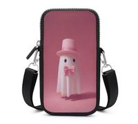 Borsa a tracolla per telefono cellulare con fantasma rosa sveglio con tracolla regolabile