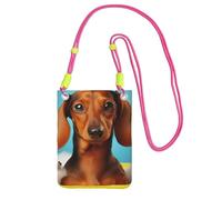 Borsa a tracolla per telefono con cane bassotto per donne e uomini, impermeabile, mini borsa a tracolla per cellulare, piccola borsa a tracolla con tracolla regolabile, da viaggio, per telefono