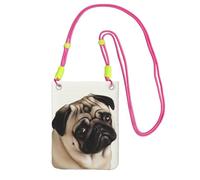Borsa a tracolla per telefono con cane carlino, per donne e uomini, impermeabile, mini borsa a tracolla per cellulare, piccola borsa a tracolla con tracolla regolabile, da viaggio, per cellulare
