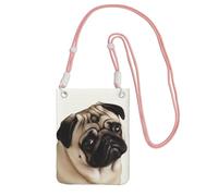 Borsa a tracolla per telefono con cane carlino per donne e uomini impermeabile mini borsa per cellulare portafoglio piccole borse a tracolla con cinturino regolabile da viaggio sacchetto per cellulare
