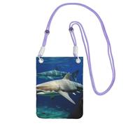 Borsa a tracolla per telefono con due squali bianchi per donne e uomini impermeabile mini borsa per cellulare portafoglio piccole borse a tracolla con cinturino regolabile da viaggio sacchetto per