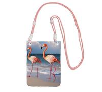 Borsa a tracolla per telefono con fenicottero che cammina sulla spiaggia per donne e uomini, impermeabile, mini borsa a tracolla per cellulare, piccola borsa a tracolla con tracolla regolabile