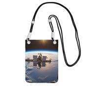 Borsa a tracolla per telefono con immagine della stazione spaziale internazionale, per donne e uomini, impermeabile, mini borsa a tracolla per cellulare, piccola borsa a tracolla con tracolla