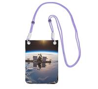 Borsa a tracolla per telefono con immagine della stazione spaziale internazionale, per donne e uomini, impermeabile, mini borsa a tracolla per cellulare, piccola borsa a tracolla con tracolla