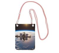 Borsa a tracolla per telefono con immagine della stazione spaziale internazionale, per donne e uomini, impermeabile, mini borsa a tracolla per cellulare, piccola borsa a tracolla con tracolla