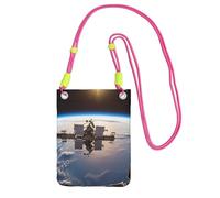 Borsa a tracolla per telefono con immagine della stazione spaziale internazionale, per donne e uomini, impermeabile, mini borsa a tracolla per cellulare, piccola borsa a tracolla con tracolla