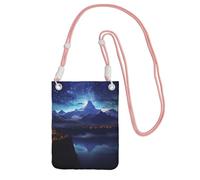 Borsa a tracolla per telefono con scena notturna fantasy, per donne e uomini, impermeabile, mini borsa a tracolla con tracolla regolabile, da viaggio, per cellulare, da cintura, rosa, taglia unica