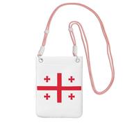 Borsa a tracolla per telefono con stampa bandiera della Georgia, per donne e uomini, leggera, impermeabile, alla moda, rosa, Taglia unica