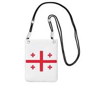 Borsa a tracolla per telefono con stampa bandiera della Georgia, per donne e uomini, leggera, impermeabile, alla moda, Nero , Taglia unica
