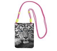 Borsa a tracolla per telefono con tigre bianca e nera per donne e uomini, mini borsa a tracolla impermeabile mini borsa a tracolla con tracolla regolabile da viaggio per telefono cellulare marsupio da
