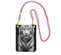 Borsa a tracolla per telefono con tigre nera e bianca per donne e uomini, impermeabile, mini borsa a tracolla per cellulare, piccola borsa a tracolla con cinturino regolabile, da viaggio, per telefono