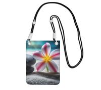 Borsa a tracolla per telefono da donna, piccola borsa a tracolla con tracolla regolabile, in tessuto impermeabile, per viaggi e uso quotidiano, Fiore tropicale e pietra zen, Taglia unica