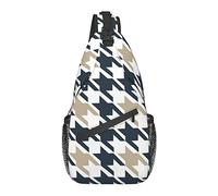 Borsa a Tracolla per Uomo Donna, per Moderno Pied De Poule a Righe, Zaino a Spalla Borse a Petto Crossbody Zainetto per Escursioni all'aperto Campeggio Escursioni in Bicicletta