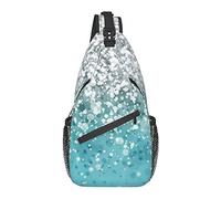 Borsa a Tracolla per Uomo Donna, per Scintillii che Cadono Argento su Glitter Azzurri, Zaino a Spalla Borse a Petto Crossbody Zainetto per Escursioni all'aperto Campeggio Escursioni in Bicicletta