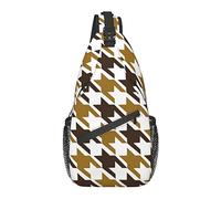 Borsa a Tracolla per Uomo Donna, per Strisce Marrone Nero Classica Stampa Pied De Poule, Zaino a Spalla Borse a Petto Crossbody Zainetto per Escursionismo all'aperto Campeggio Ciclismo