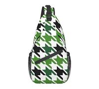Borsa a Tracolla per Uomo Donna, per Strisce Verdi Classica Stampa Pied De Poule, Zaino a Spalla Borse a Petto Crossbody Zainetto per Escursionismo all'aperto Campeggio Ciclismo