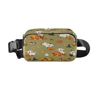 Borsa a tracolla per uomo e donna con capre di Halloween in scena autunnale piccola borsa da viaggio con cinturino regolabile per viaggi e corsa