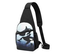 Borsa a tracolla per uomo e donna, con stampa di delfini, per attività all'aperto, escursioni, sport