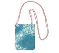 Borsa a tracolla per uomo e donna, con stampa di margherite bianche e blu, mini borse per telefono, borsa antifurto per telefono, per escursioni e viaggi, Rosa, Taglia unica