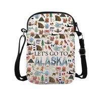 Borsa a tracolla per viaggio in Alaska, regalo per vacanze in Alaska, souvenir Let's Go To Alaska Camping Messenger Bag, Alaska Cb, 15*21*2cm