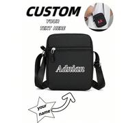 Borsa a tracolla personalizzata con nome o messaggio festivo personalizzato. Personalizza la tua borsa. Borsa a vita per ragazzi e ragazze per il ritorno a scuola, borsa a tracolla adatta per gite sco