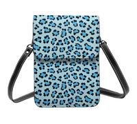 Borsa a tracolla piccola con stampa leopardata blu per donne, piccole borse in pelle per telefono cellulare