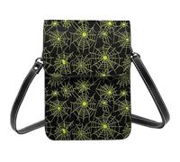 Borsa a tracolla piccola con stampa ragnatela verde per donne, piccole borse in pelle per telefono cellulare, borsa a tracolla