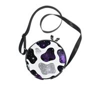 Borsa a tracolla piccola da donna con stampa di pelliccia di mucca natalizia viola e nera, pratica con cinturino regolabile, piccole borse nere per fare una passeggiata, borsa messenger in tela