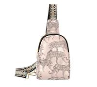 Borsa a tracolla piccola da donna, leopardata, rosa, con tracolla regolabile, Leopardo rosa., Zaino in spalla
