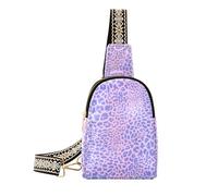 Borsa a tracolla piccola da donna leopardata viola con tracolla regolabile, Leopardo Viola, Zaino in spalla
