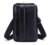 Borsa a tracolla piccola in pelle Borsa a tracolla per telefono Portafoglio Portafoglio Gancio ad anello Fondina Vita Marsupio Viaggio Campeggio all'aperto Escursionismo Zaino Nero