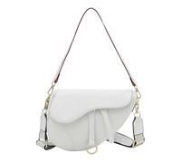 Borsa a tracolla piccola in pelle PU - due cinghie da donna elegante borsa a tracolla grande capacità borsa da sella borsa da viaggio, bianco, 370.00x220.00x80.00mm