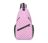 Borsa a tracolla piccola in tartan scozzese a quadri rosa bianco per donna Zaino a tracolla da uomo Ciclismo Escursionismo Daypack Borsa a tracolla
