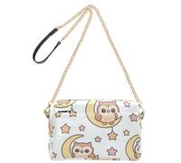 Borsa a tracolla piccola per le donne in pelle vegana casual borsa da donna con zip borse a tracolla da donna Halloween gufi al chiaro di luna