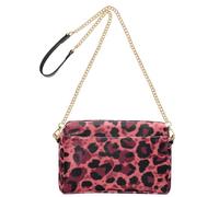 Borsa a tracolla piccola per le donne in pelle vegana con stampa rossa leopardata borsa a tracolla con zip borse a tracolla da donna
